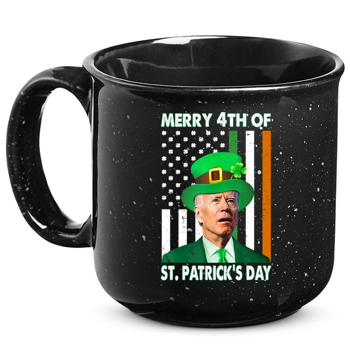 Merry 4th Of St Patrick's Day Confused Joe Biden Funny 15oz Campfire Ceramic Mug