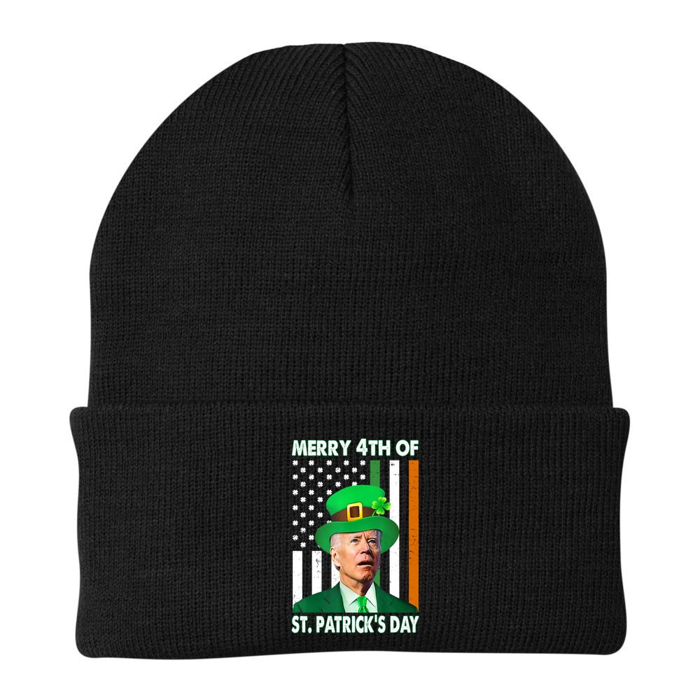 Merry 4th Of St Patrick's Day Confused Joe Biden Funny Beanie