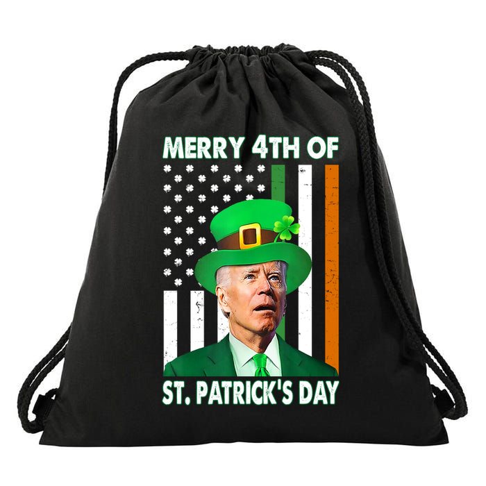 Merry 4th Of St Patrick's Day Confused Joe Biden Funny Drawstring Bag
