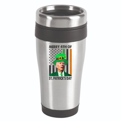 Merry 4th Of St Patrick's Day Confused Joe Biden Funny 16oz Travel Tumbler