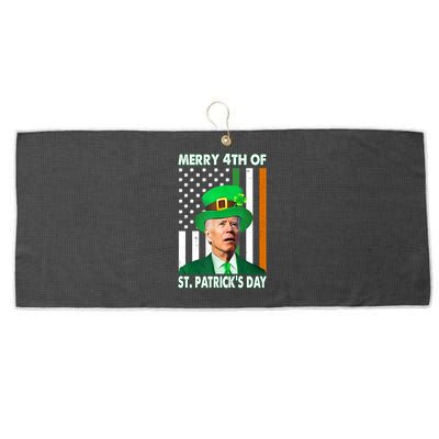 Merry 4th Of St Patrick's Day Confused Joe Biden Funny Large Microfiber Waffle Golf Towel