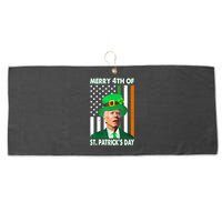 Merry 4th Of St Patrick's Day Confused Joe Biden Funny Large Microfiber Waffle Golf Towel