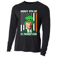 Merry 4th Of St Patrick's Day Confused Joe Biden Funny Cooling Performance Long Sleeve Crew