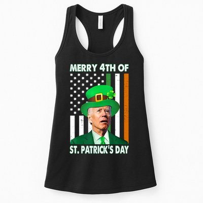 Merry 4th Of St Patrick's Day Confused Joe Biden Funny Womens Tank Top