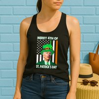 Merry 4th Of St Patrick's Day Confused Joe Biden Funny Womens Tank Top
