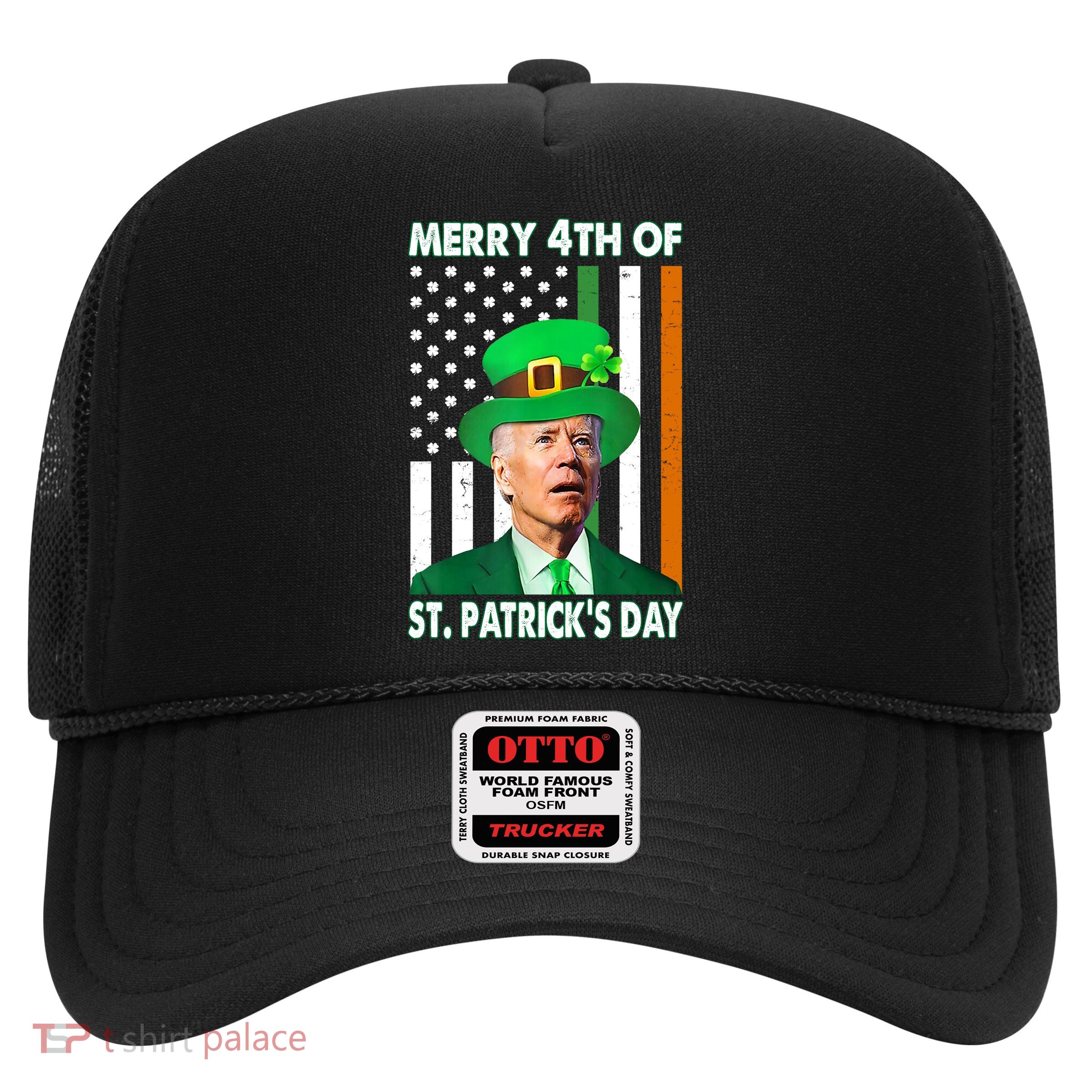 Merry 4th Of St Patrick's Day Confused Joe Biden Funny Trucker Hat