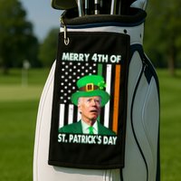 Merry 4th Of St Patrick's Day Confused Joe Biden Funny Golf Towel