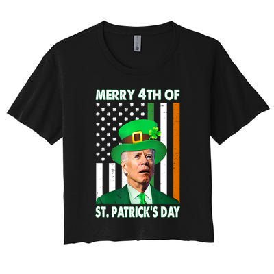 Merry 4th Of St Patrick's Day Confused Joe Biden Funny Crop Top