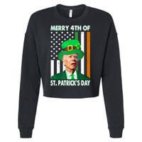 Merry 4th Of St Patrick's Day Confused Joe Biden Funny Cropped Pullover Crew