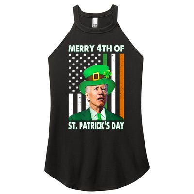 Merry 4th Of St Patrick's Day Confused Joe Biden Funny Women's Perfect Tri Rocker Tank