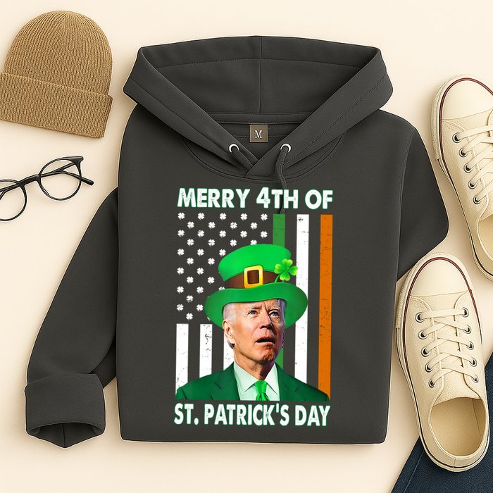 Merry 4th Of St Patrick's Day Confused Joe Biden Funny Hoodie