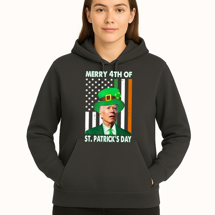 Merry 4th Of St Patrick's Day Confused Joe Biden Funny Hoodie