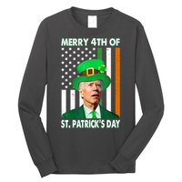 Merry 4th Of St Patrick's Day Confused Joe Biden Funny Long Sleeve Shirt
