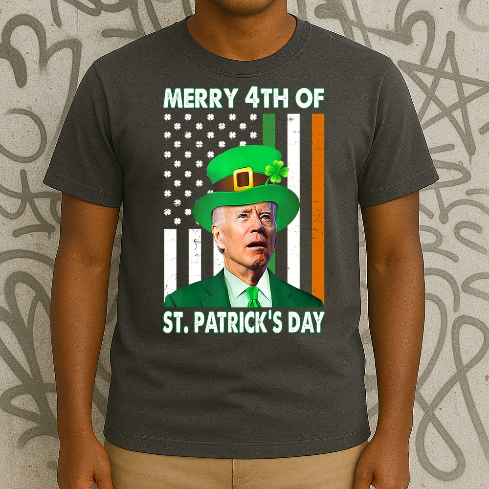 Merry 4th Of St Patrick's Day Confused Joe Biden Funny T-Shirt