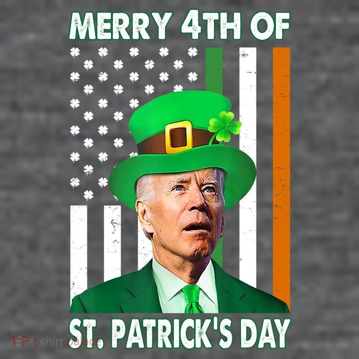 Merry 4th Of St Patrick's Day Confused Joe Biden Funny T-Shirt