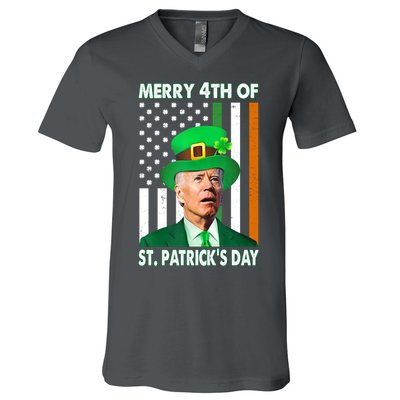 Merry 4th Of St Patrick's Day Confused Joe Biden Funny V-Neck T-Shirt