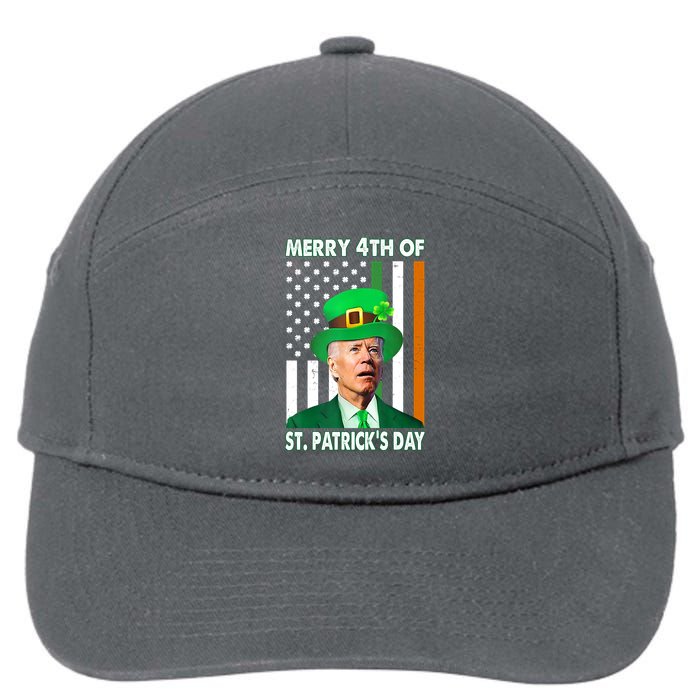 Merry 4th Of St Patrick's Day Confused Joe Biden Funny 7-Panel Snapback Hat