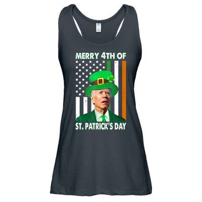Merry 4th Of St Patrick's Day Confused Joe Biden Funny Ladies Essential Flowy Tank