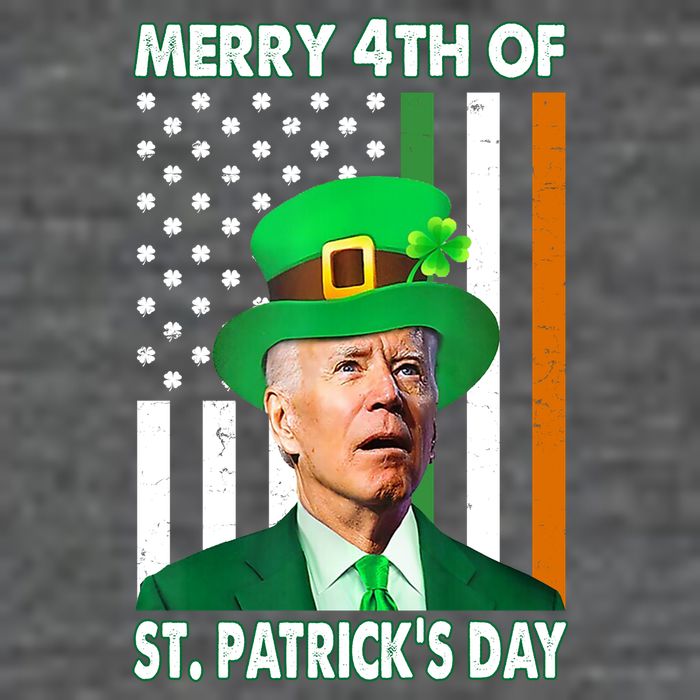 Merry 4th Of St Patrick's Day Confused Joe Biden Funny Flatbill Hat