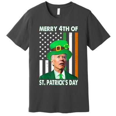Merry 4th Of St Patrick's Day Confused Joe Biden Funny Premium T-Shirt