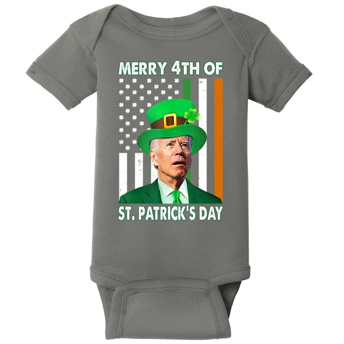 Merry 4th Of St Patrick's Day Confused Joe Biden Funny Baby Bodysuit