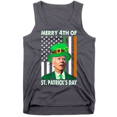 Merry 4th Of St Patrick's Day Confused Joe Biden Funny Tank Top