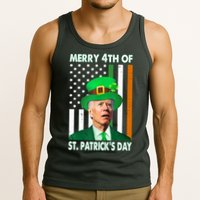 Merry 4th Of St Patrick's Day Confused Joe Biden Funny Tank Top