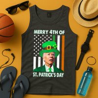 Merry 4th Of St Patrick's Day Confused Joe Biden Funny Tank Top
