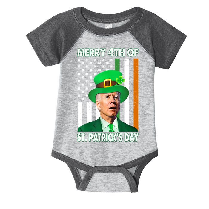 Merry 4th Of St Patrick's Day Confused Joe Biden Funny Infant Baby Jersey Bodysuit