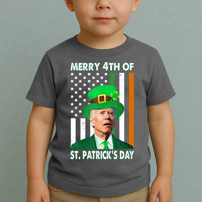 Merry 4th Of St Patrick's Day Confused Joe Biden Funny Toddler T-Shirt