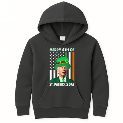 Merry 4th Of St Patrick's Day Confused Joe Biden Funny Kids Hoodie