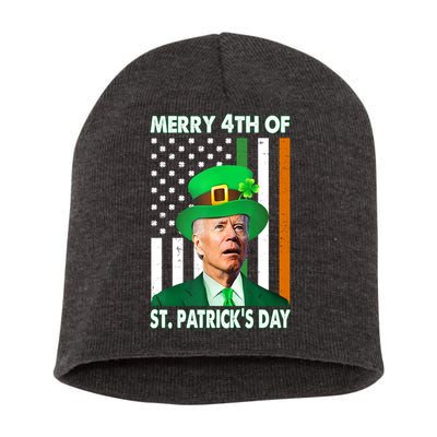 Merry 4th Of St Patrick's Day Confused Joe Biden Funny Short Acrylic Beanie