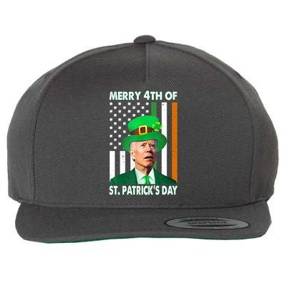 Merry 4th Of St Patrick's Day Confused Joe Biden Funny Wool Snapback Cap