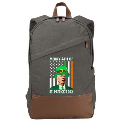 Merry 4th Of St Patrick's Day Confused Joe Biden Funny Cotton Canvas Backpack