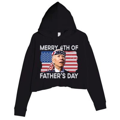 Merry 4th Of FatherS Day Confused Biden 4th Of July Gift Crop Fleece Hoodie