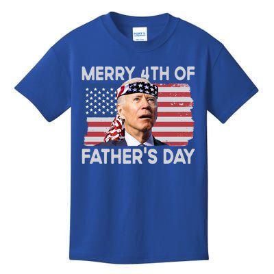 Merry 4th Of FatherS Day Confused Biden 4th Of July Gift Kids T-Shirt