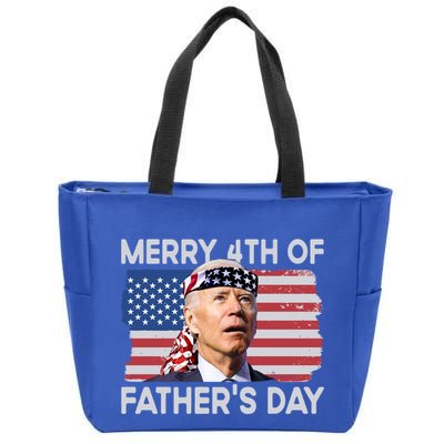 Merry 4th Of FatherS Day Confused Biden 4th Of July Gift Zip Tote Bag