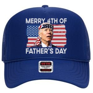 Merry 4th Of FatherS Day Confused Biden 4th Of July Gift High Crown Mesh Back Trucker Hat