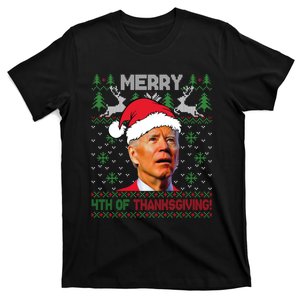 Merry 4th Of Thanksgiving Funny Joe Biden Christmas Ugly Sweater T-Shirt