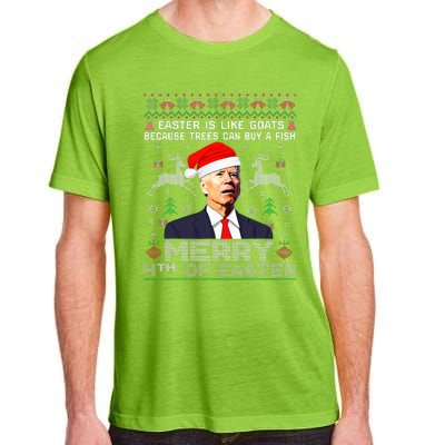 Merry 4th Of Easter Funny Biden Ugly Christmas Sweater   Adult ChromaSoft Performance T-Shirt