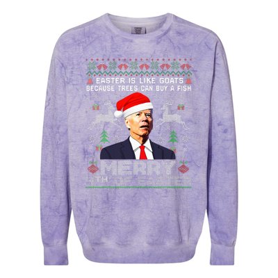 Merry 4th Of Easter Funny Biden Ugly Christmas Sweater   Colorblast Crewneck Sweatshirt