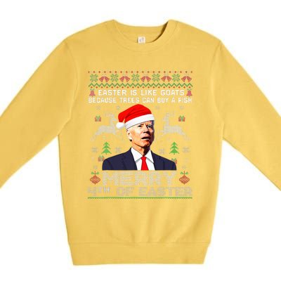 Merry 4th Of Easter Funny Biden Ugly Christmas Sweater   Premium Crewneck Sweatshirt