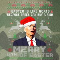 Merry 4th Of Easter Funny Biden Ugly Christmas Sweater   Legacy Tie Dye Trucker Hat