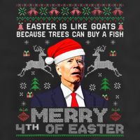 Merry 4th Of Easter Funny Biden Ugly Christmas Sweater   Cool Comfort Performance Bucket Hat
