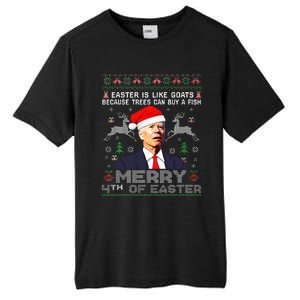 Merry 4th Of Easter Funny Biden Ugly Christmas Sweater   Tall Fusion ChromaSoft Performance T-Shirt