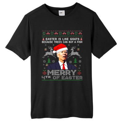 Merry 4th Of Easter Funny Biden Ugly Christmas Sweater   Tall Fusion ChromaSoft Performance T-Shirt