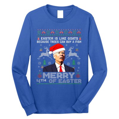 Merry 4th Of Easter Funny Biden Ugly Christmas Sweater   Long Sleeve Shirt