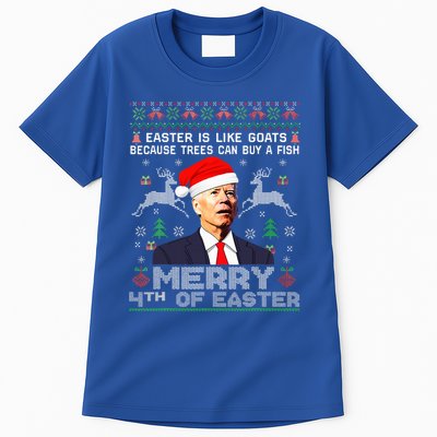 Merry 4th Of Easter Funny Biden Ugly Christmas Sweater   Tall T-Shirt