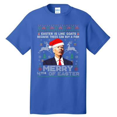 Merry 4th Of Easter Funny Biden Ugly Christmas Sweater   Tall T-Shirt