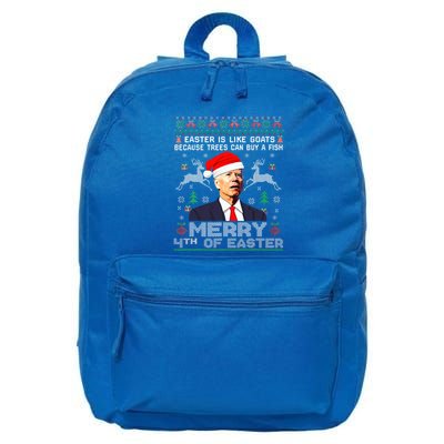Merry 4th Of Easter Funny Biden Ugly Christmas Sweater   16 in Basic Backpack